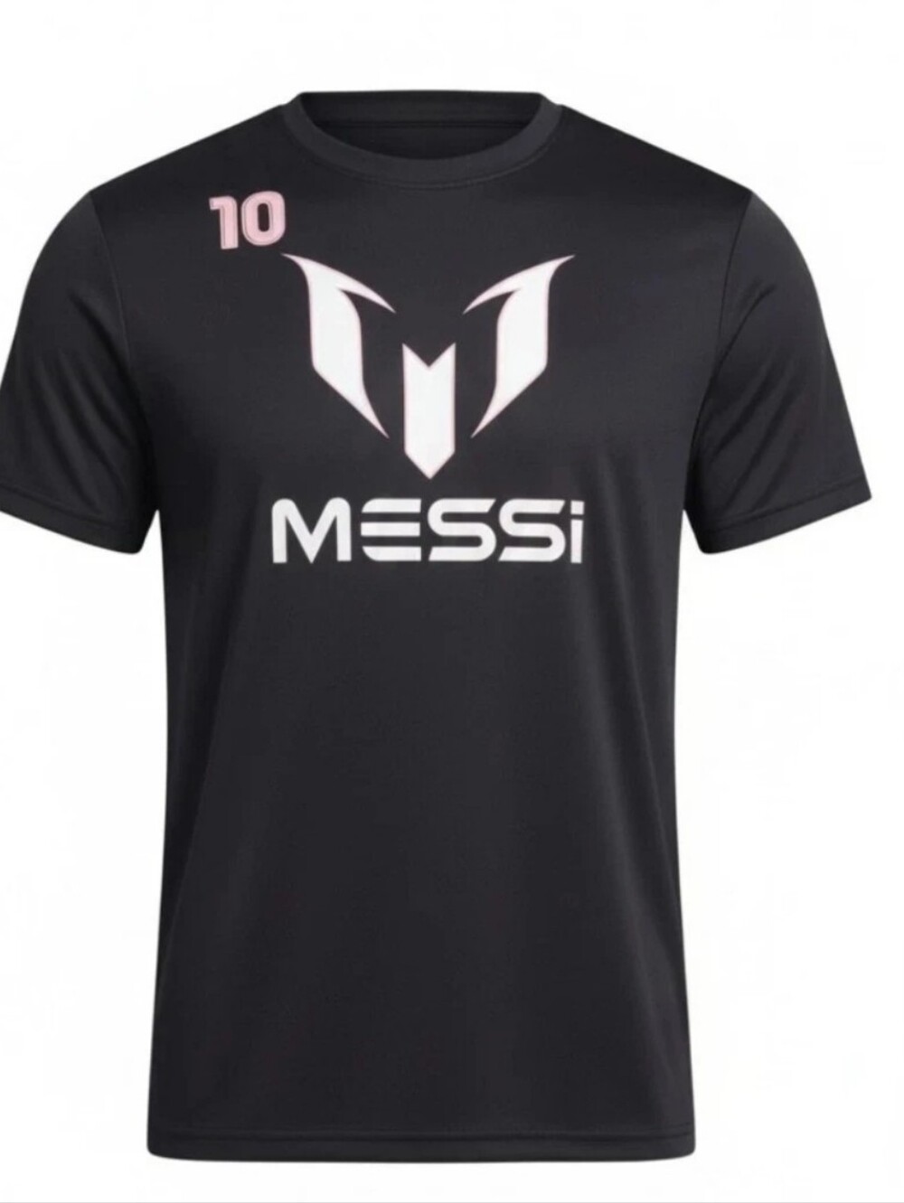 MESSI Logo Black Tee with Pink Accents